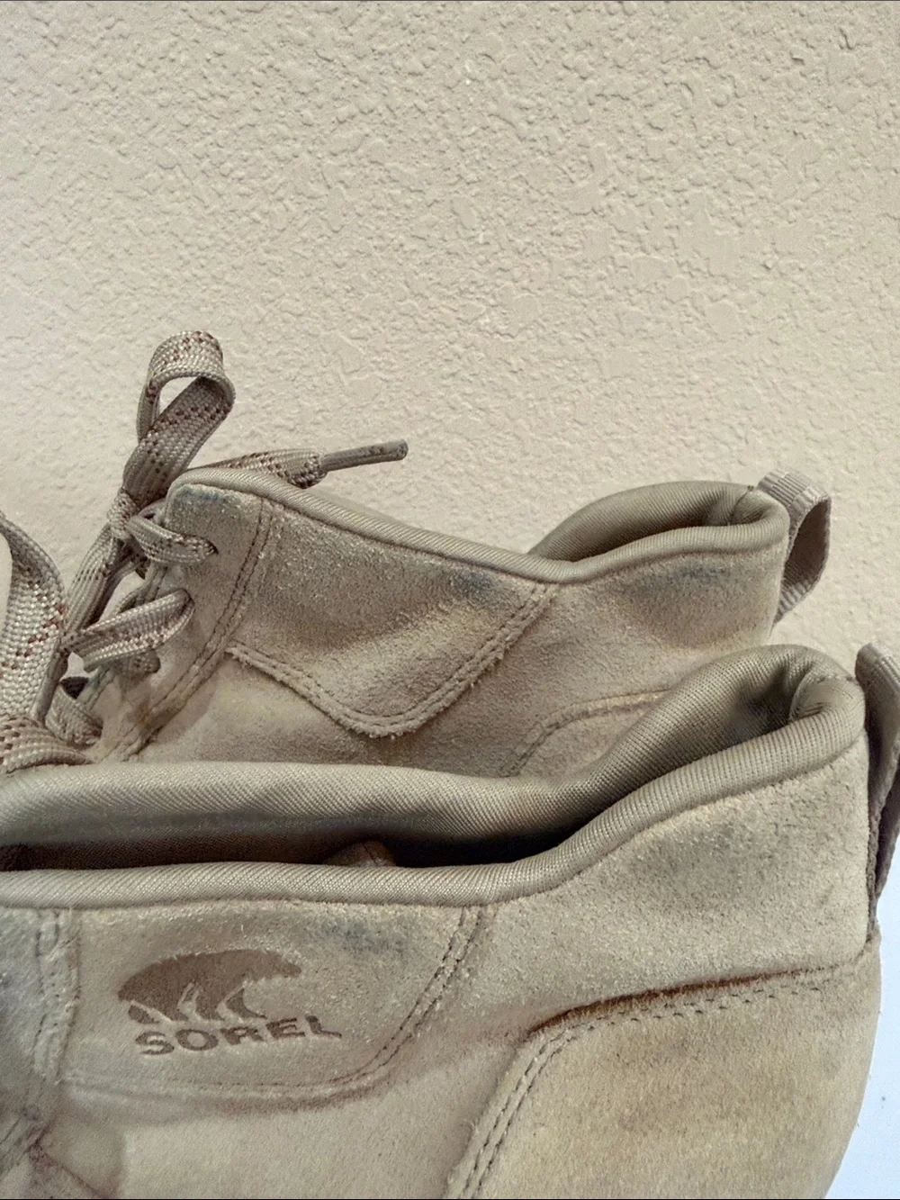 Sorel Beige Suede Lace-Up Wedge Sneakers